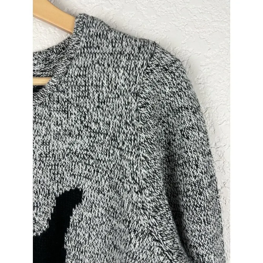 Croft‎ & Barrow Scottie Dog Sweater Gray Womens Large Preppy Granny Grandmacore